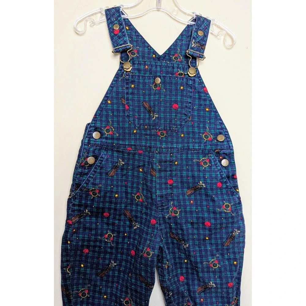 Vintage 90s Gymboree Golf Sports All Over Print Rainbow Tag Overalls 6-12 Months